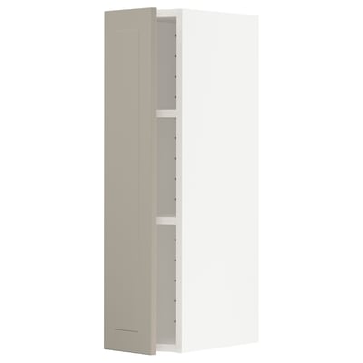 METOD kitchen cabinet in beige with one visible shelf, wall-mountable, minimalist design.