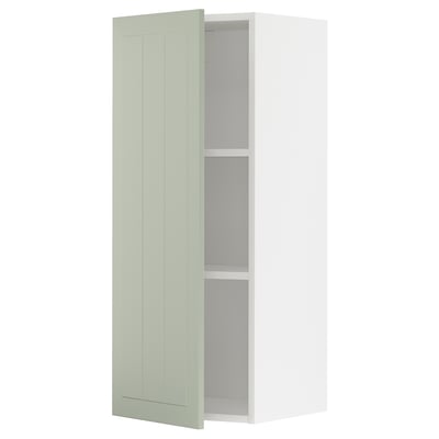METOD wall cabinet, light green, rectangular, two shelves, modern design.