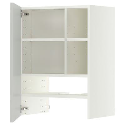 METOD Wall cb f extr hood w shlf/door, white/Aspudden light grey, 60x80 cm