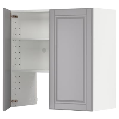 Soft grey METOD kitchen cabinet, rectangular, beveled edges, polyurethane painted fiberboard, adjustable shelves.