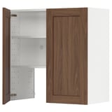 METOD walnut cabinet with wooden door, internal shelf, reversible hinges