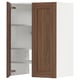 A white METOD kitchen cabinet with a wooden door. Its rectangular, has three shelves inside, and a simple, classic design.