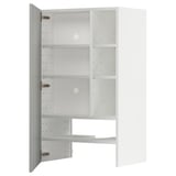 White METOD kitchen cabinet, light grey, modern design, squared shape, three shelves.