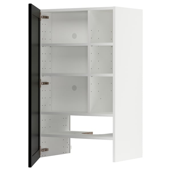 White METOD cabinet, open, 3 shelves, snap hinges.
