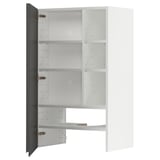 METOD kitchen unit, white, rectangular, three shelves, doors open, modern design.