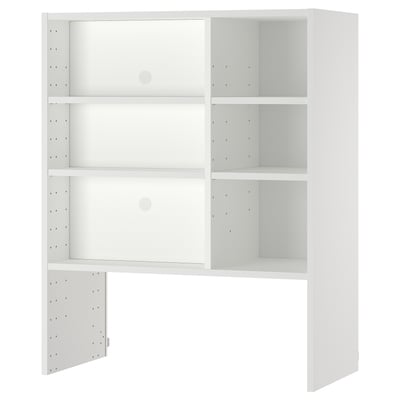 A white METOD wall cabinet with open shelves, perfect for storing and ventilation.