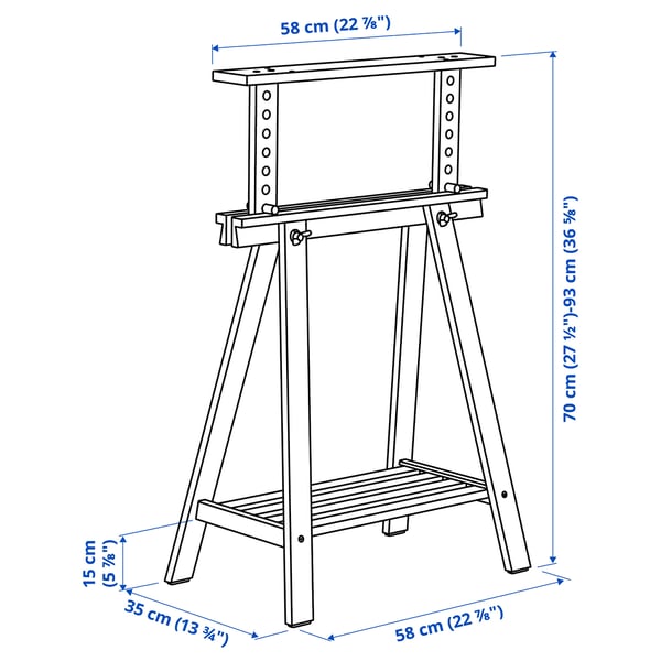Illustration with measurements for the product: MITTBACK.