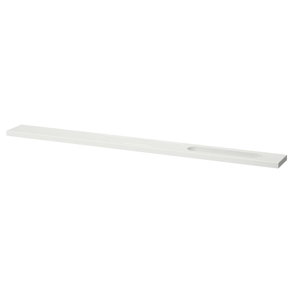 A MITTZON white rectangular shelf made of fibreboard with a smooth finish.