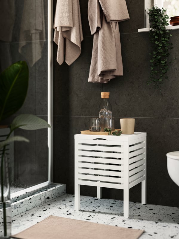MUSKAN Storage stool, white, 50 cm