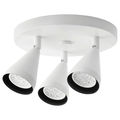 A NÄVLINGE ceiling light, white, with three adjustable spotlights.