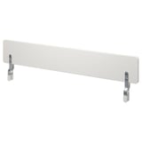 A white NATTAPA bed guardrail with metallic brackets. Its designed to prevent children from falling out of bed.