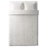 NATTJASMIN white bed set, sateen with stripes, cotton/lyocell, rectangular.