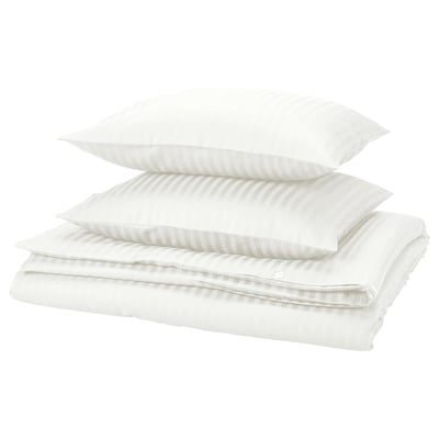 NATTJASMIN Duvet cover and 2 pillowcases, white, 200x200/50x60 cm