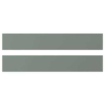 Two NICKEBO drawer fronts in grey-green with a smooth, matt surface and straight lines.