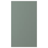 NICKEBO panel: grey-green, rectangular, smooth matte surface, particleboard base, plastic edges.