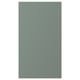 NICKEBO panel: grey-green, rectangular, smooth matte surface, particleboard base, plastic edges.