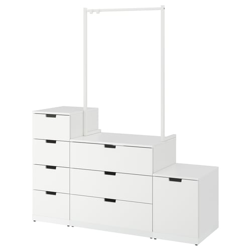 NORDLI white chest, various drawer sizes, modern minimalist design, wall-mountable.