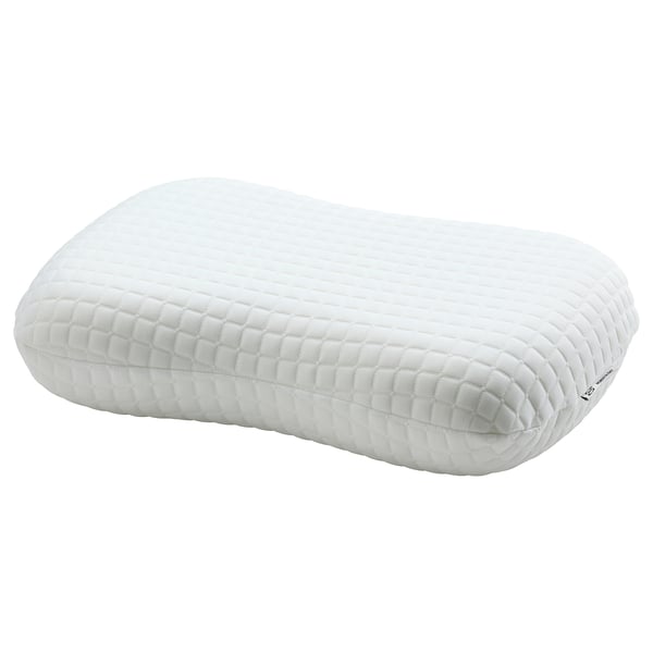 NORDSTÅLÖRT pillow, white, rectangular, ergonomic, quilted, memory foam, recycled polyester.