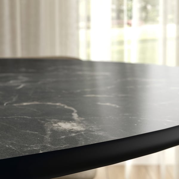 NORRMJÖLE Table, black marble effect/black, 105 cm