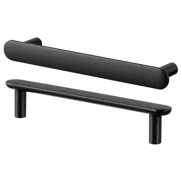 Two black NYDALA handles, sleek and cylindrical, with a modern minimalist design.