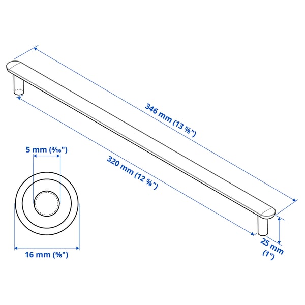 Illustration with measurements for the product: NYDALA.