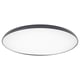 NYMÅNE ceiling lamp, sleek black steel frame, frosted white acrylic shade, modern circular design.