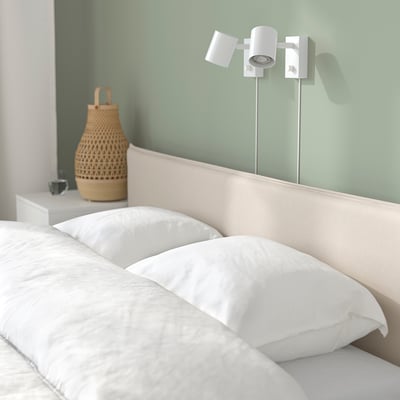 Adjustable wall lamp with shade and dimmer, minimalist.