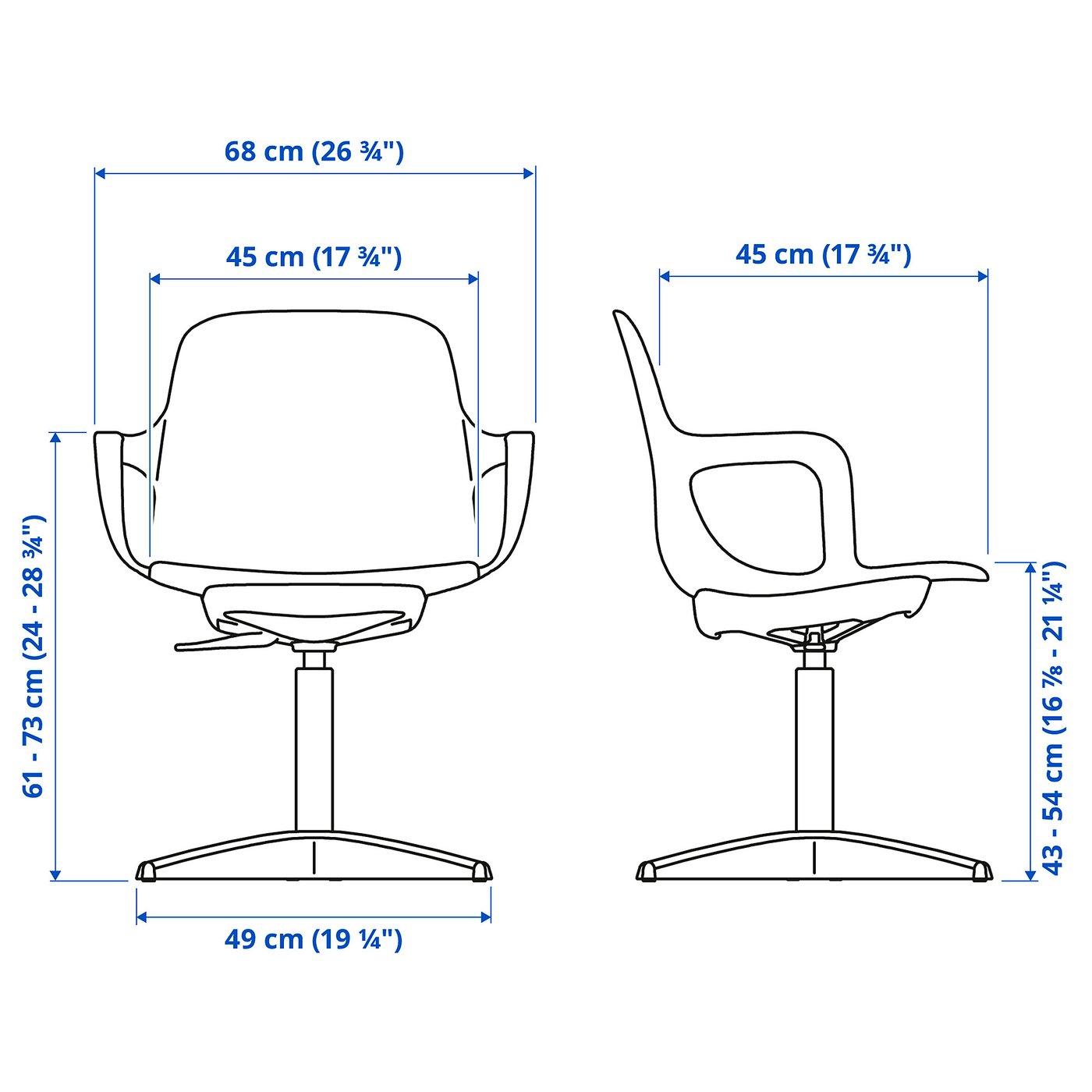 ODGER swivel chair, anthracite - IKEA