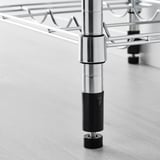 Adjustable metal shelf post with black feet for stability; ideal for custom storage solutions.