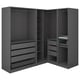 Option: Dark gray corner wardrobe, PAX, sleek design, spacious compartments, modern furniture.