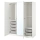 Option: White PAX wardrobe, mirror doors, mesh baskets, adjustable, soft-closing hinges.