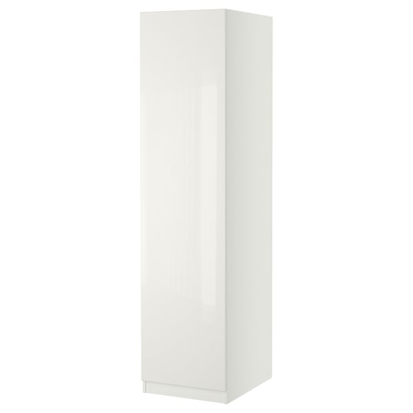 A white ikea PAX wardrobe with a smooth, rectangular shape and soft-closing hinges.