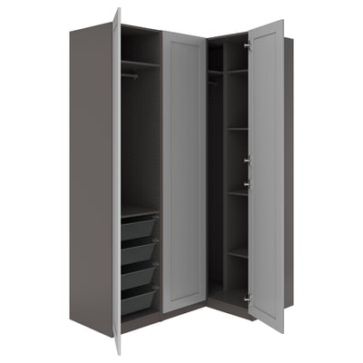 PAX / GULLABERG Corner wardrobe, dark grey/grey, 161/111x236 cm