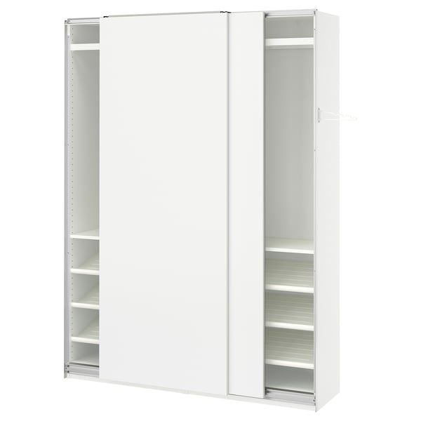 PAX / HASVIK Wardrobe with sliding doors, white/white, 150x43x201 cm