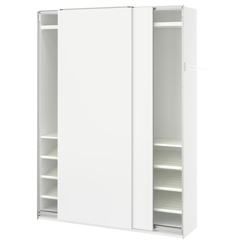 PAX / HASVIK Wardrobe with sliding doors, white/white, 150x43x201 cm