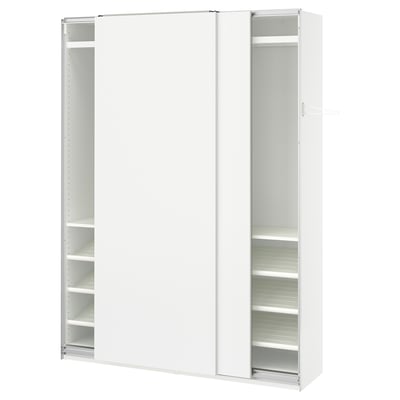 PAX / HASVIK Wardrobe with sliding doors, white/white, 150x43x201 cm