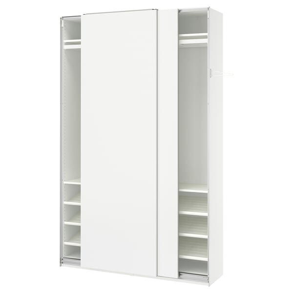 PAX / HASVIK Wardrobe with sliding doors, white/white, 150x43x236 cm