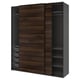 PAX / MEHAMN Wardrobe with sliding doors, dark grey black/double sided dark brown oak effect, 200x66x236 cm