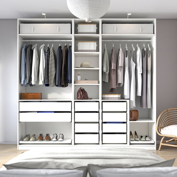 Organization at its finest: PAX wardrobe hanging clothes, folded items, shoes, and accessories, offering a neat and sorted look.