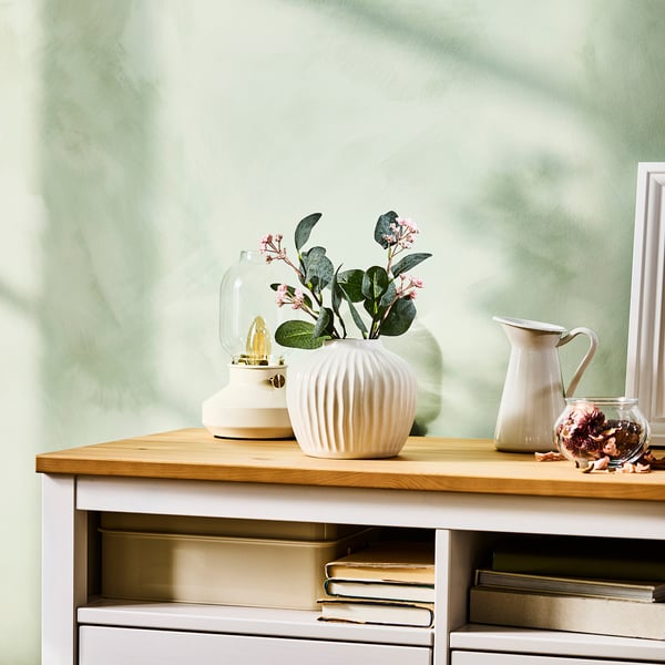 PELARBJÖRK Vase, white, 14 cm