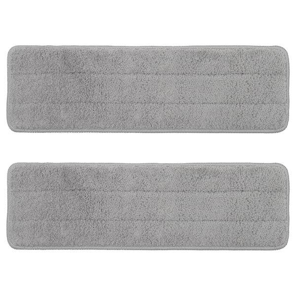 Two light gray rectangular bath mats with microfiber tops and polyurethane foam filling.