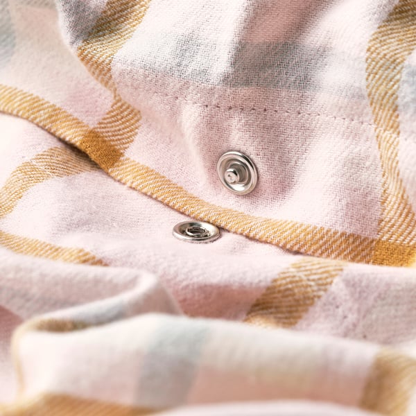 PEROVSKIA Duvet cover and pillowcase, pale pink/check, 150x200/50x60 cm