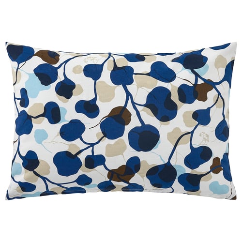 PERSIKOTRÄD Cushion cover, blue/leaf, 40x58 cm