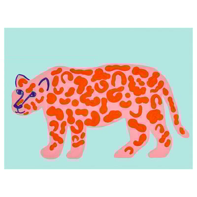 PJÄTTERYD pink & orange spots canvas art with deep frame.