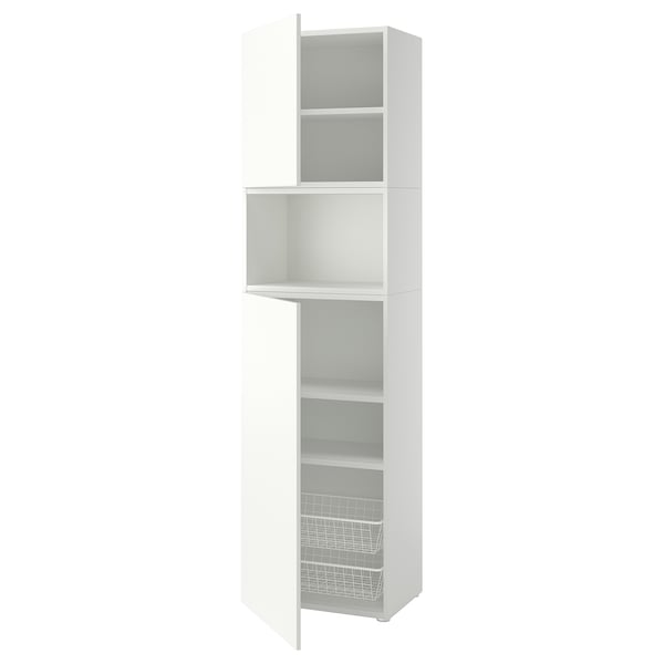 PLATSA Storage combination with doors, white/Fonnes white, 60x42x221 cm