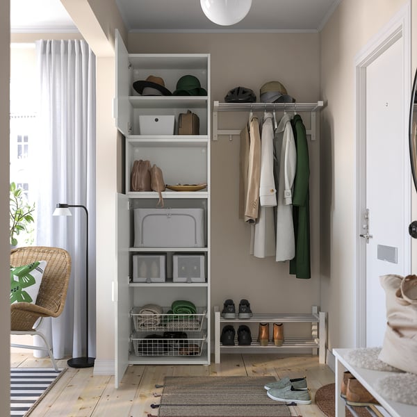 PLATSA Storage combination with doors, white/Fonnes white, 60x42x221 cm