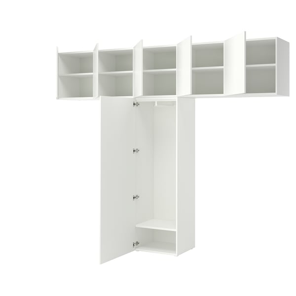 PLATSA Wardrobe w 6 doors, white Fonnes/white, 300x42x241 cm