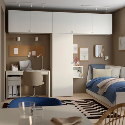 PLATSA Wardrobe w 6 doors, white Fonnes/white, 300x42x241 cm