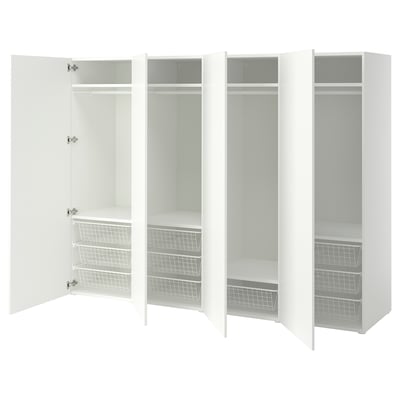 PLATSA Wardrobe with 4 doors, white/Fonnes white, 240x57x181 cm