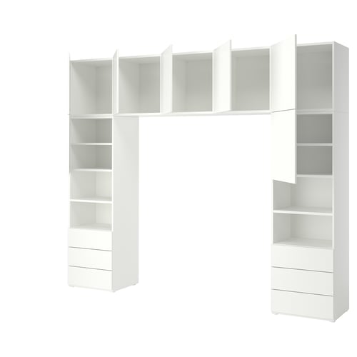 PLATSA Wardrobe with 7 doors+6 drawers, white/Fonnes white, 300x42x241 cm